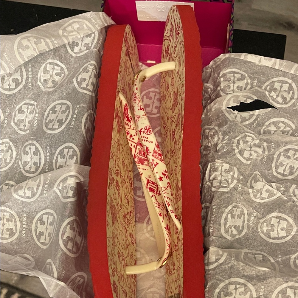 Tory Burch Red and Cream Sandals